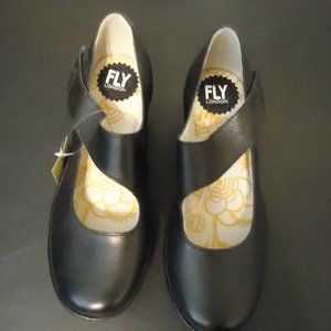 Fly London Black Wedge Sandal- NEW- Size 37W with tag
